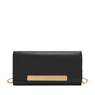 Fossil Penrose Handtasche aus Leder, Baumwolle oder Polyester für Damen, Schwarz und Gold im Sale